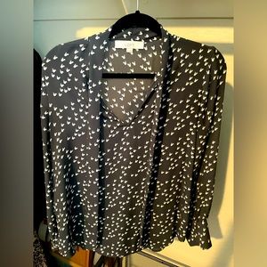 Loft hen/rooster print blouse, size M